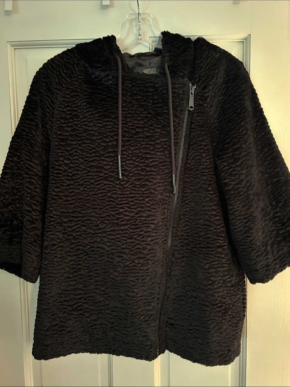 Diesel Women's Dark Brown Teddy Jacket with Hood